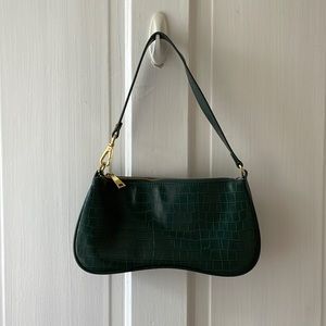 Deep Green Croc Baguette Bag